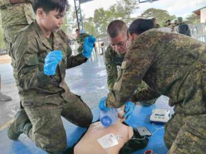 Philippines Army learning CPR led by SALI Trainer