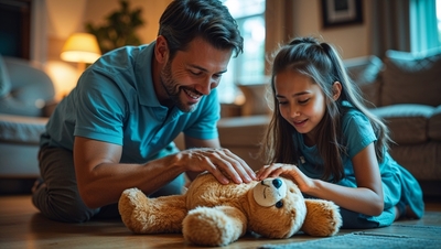 a-father-who-is-cpr-certified-is-playfully-showing-his-8-year-old-daughter-the-correct-hand-position-for-compressions-on-a-teddy-bear400